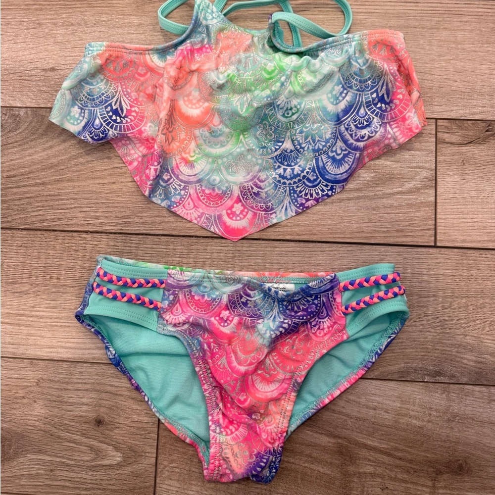 Colorful Kids Swim Set and cover up size 7/8